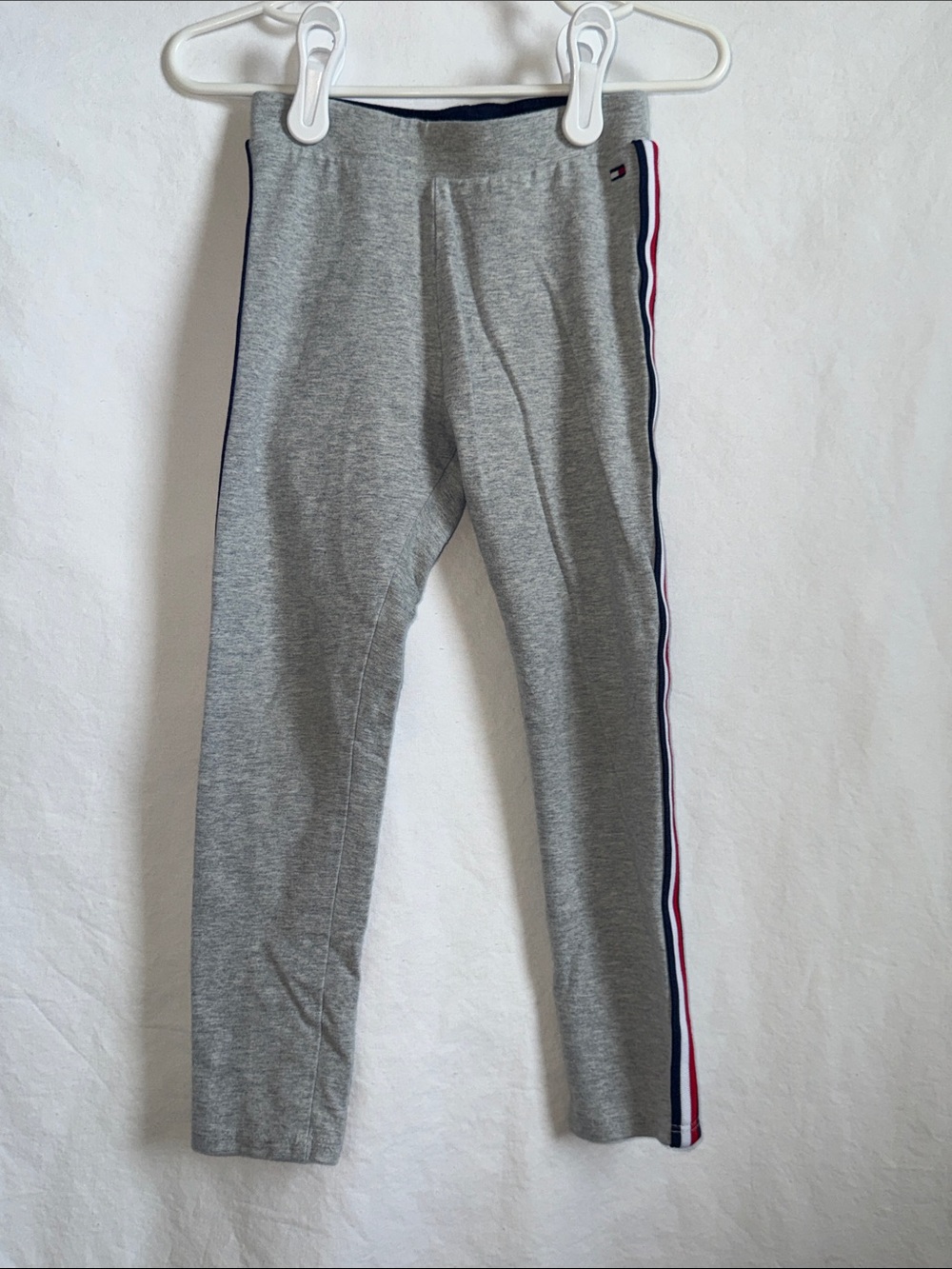 Tommy Hilfiger Heather Gray Leggings with Red White Navy Side Stripe